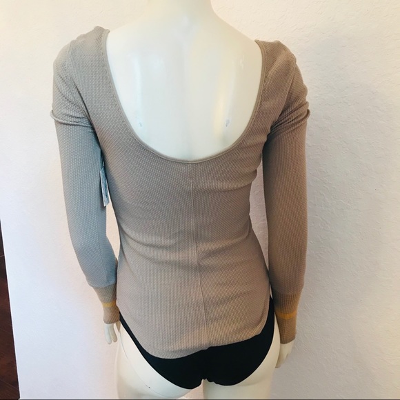 Free People NWT Mod Stripe Cuff Thermal Top - Picture 13 of 16